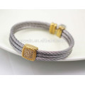 Bracelet vintage en or plaqué or Bracelet cable-wire avec cristaux
